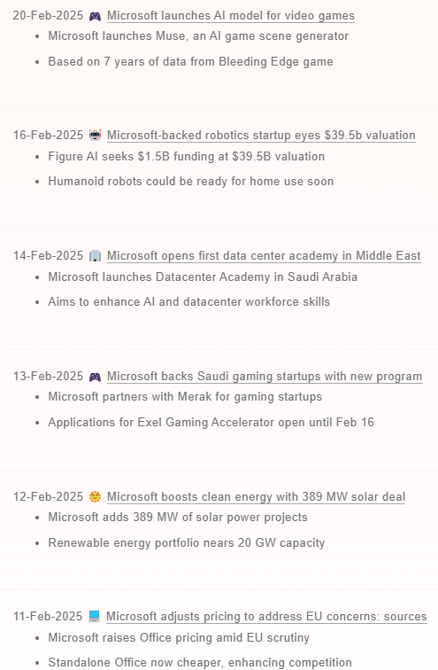 Recent Microsoft developments